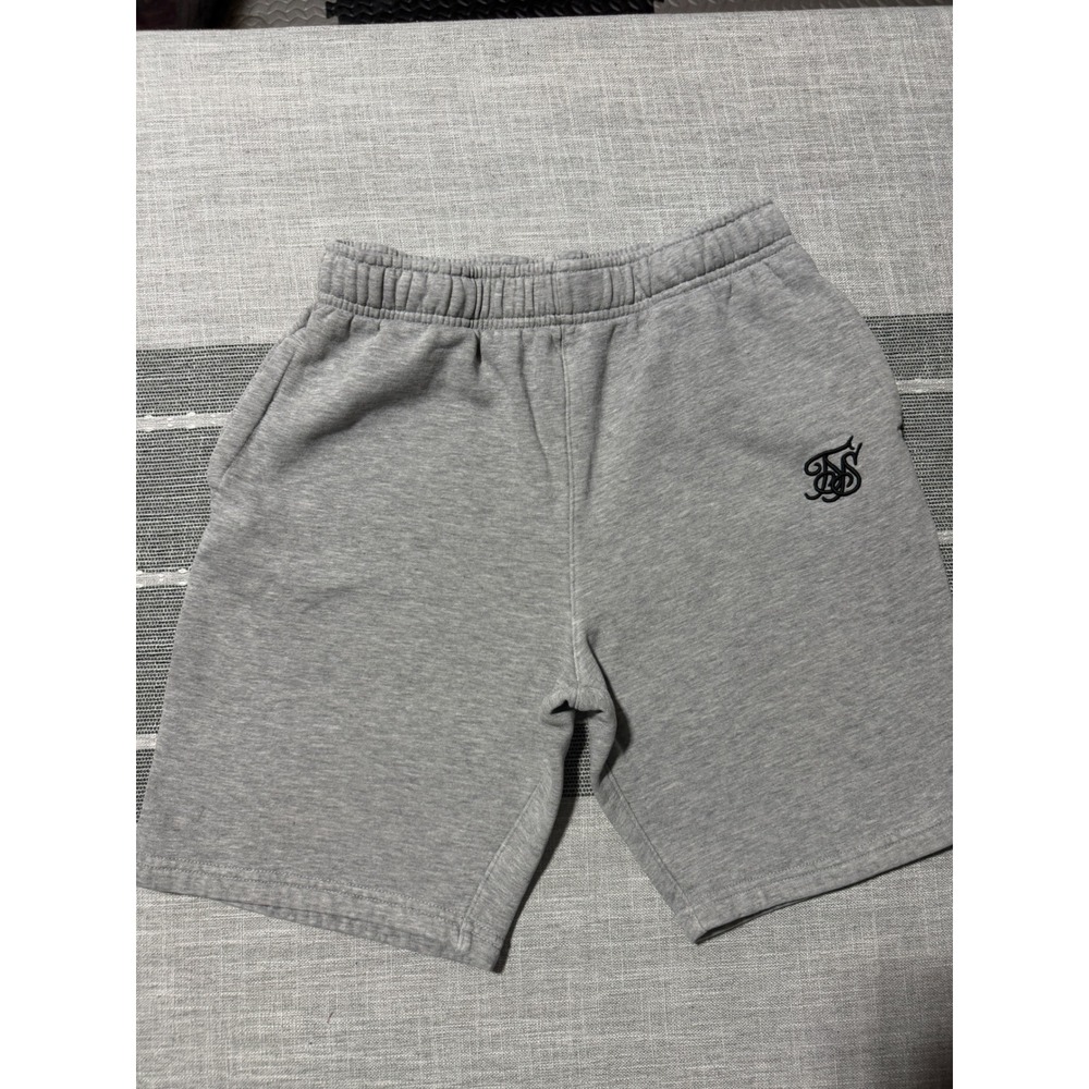 SikSilk Boys Grey Fleece Sweat Shorts Embroidered Logo Size 13/14 Kids‎